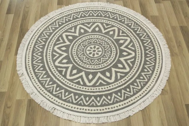 Koberec Karof 6068A 34 Rozeta Ornament krémový
