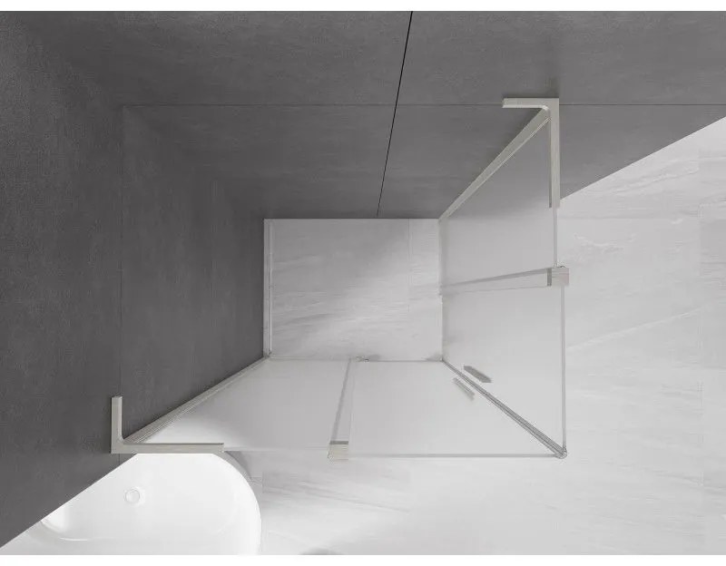 Mexen Velar L Duo, sprchový kút s posuvnými dverami 90 x 80 cm, 8mm sklo námraza, brúsená oceľ, 871-090-080-02-33-97