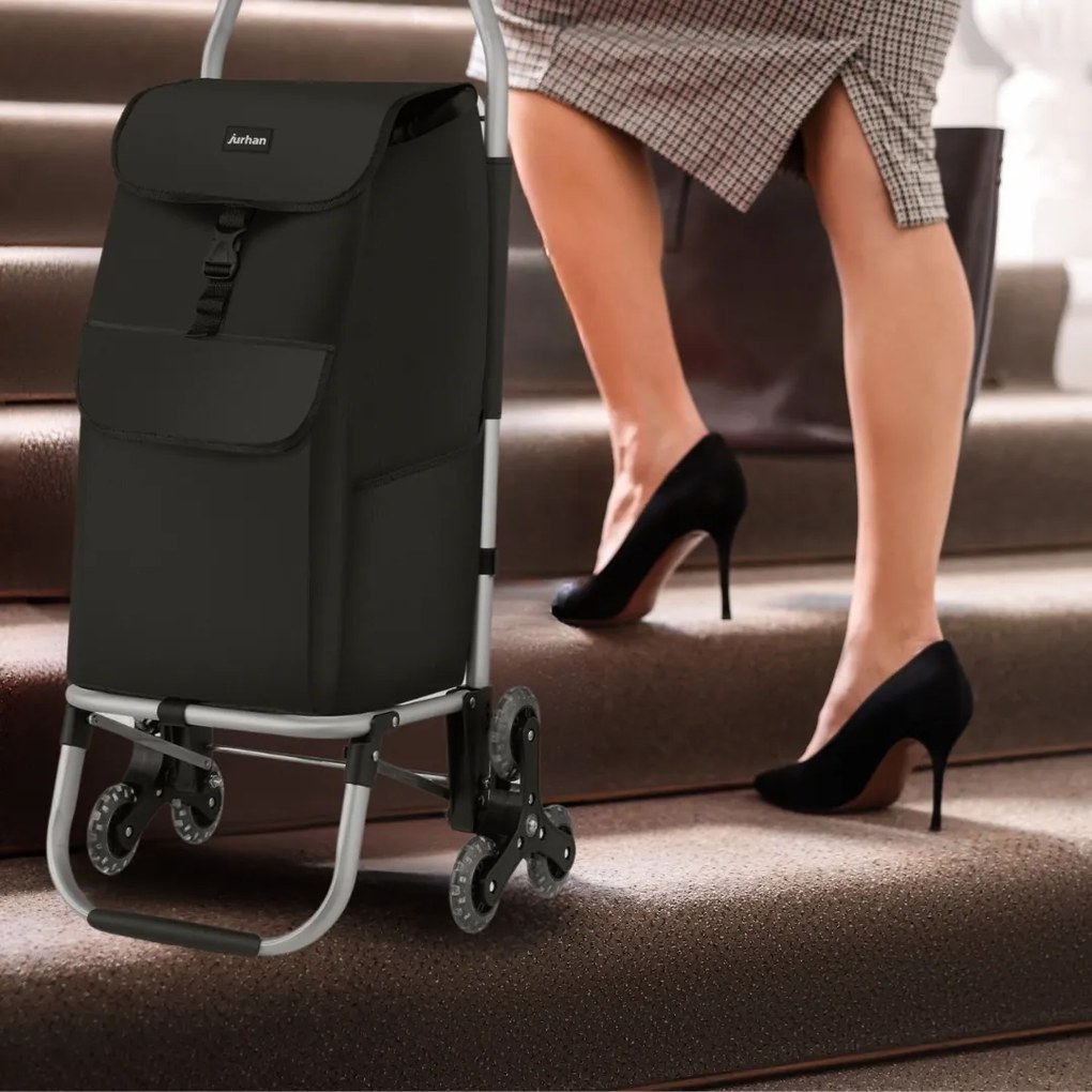 Jurhan Nákupná taška Shopper, na kolieskach do schodov 45L, 101x45x39, čierna
