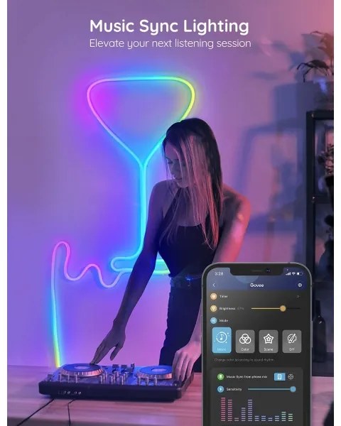 Govee - Neon SMART ohybný LED pásik RGBIC 2m Wi-Fi IP67