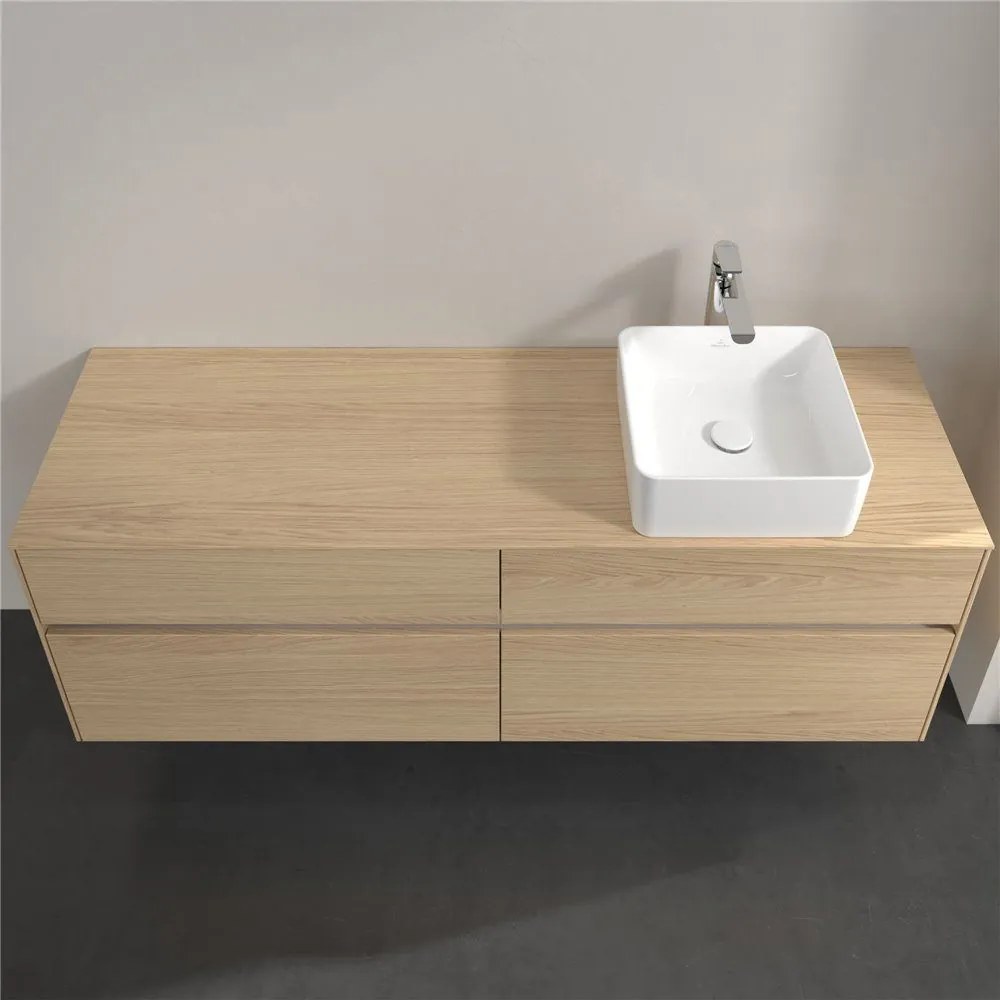 VILLEROY &amp; BOCH Collaro závesná skrinka pod umývadlo na dosku (umývadlo vpravo), 4 zásuvky, s LED osvetlením, 1600 x 500 x 548 mm, Nordic Oak, C051B0VJ