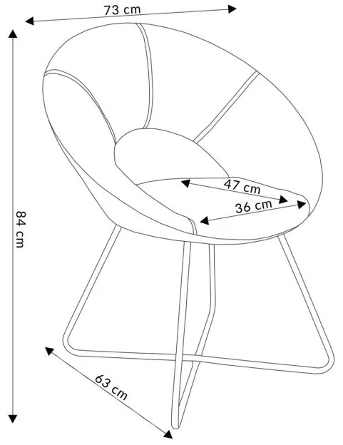 Kreslo JARED zamatové, svetloružové so zlatými nohami ALL 976272