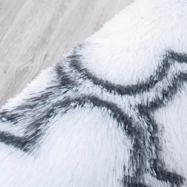 Protišmykový koberec DECOR biely / sivý 1 kruh