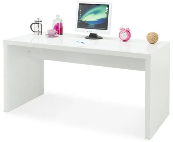 Sconto Písací stôl JADEN biela/vysoký lesk