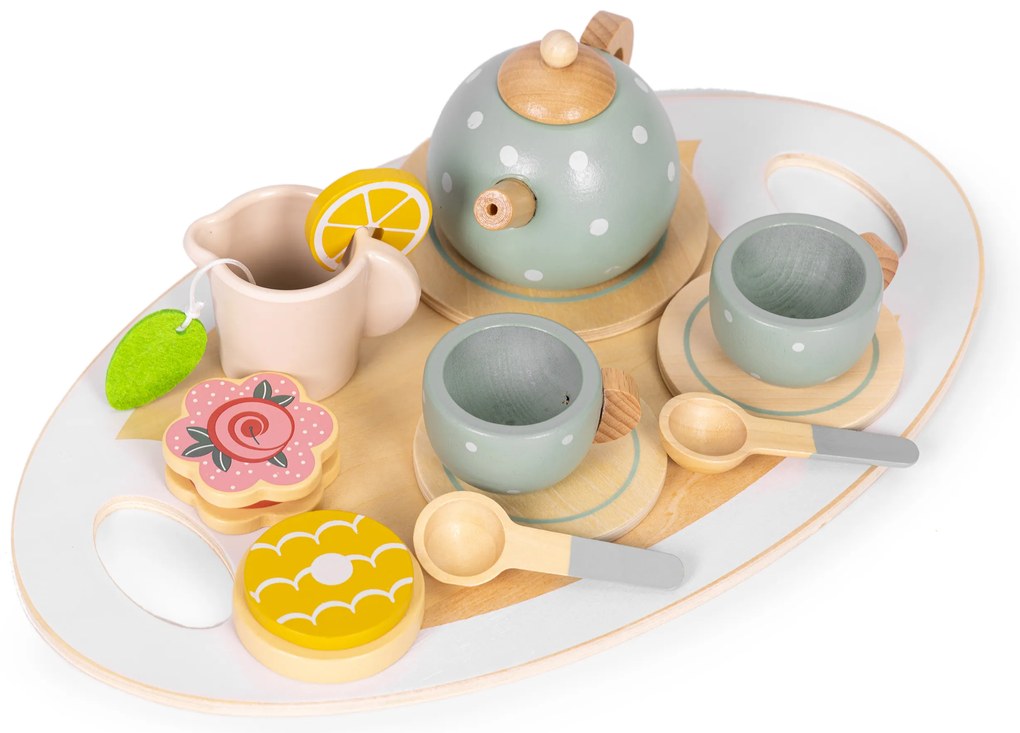 Detský drevený čajový servis 14 ks ECOTOYS