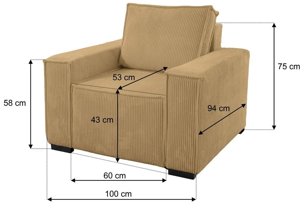 Kreslo s taburetom SMART SET, horčicová