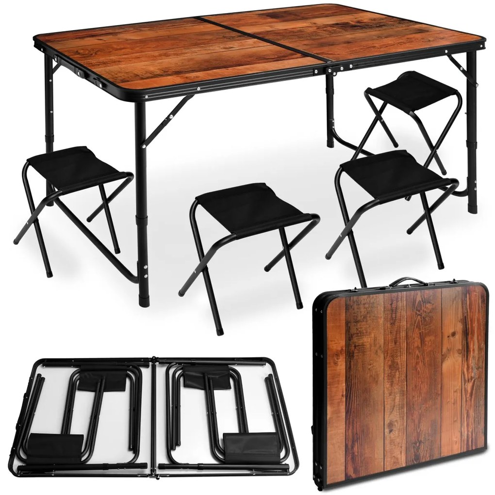 Kempingová turistická zostava TRIP čierna/drevo