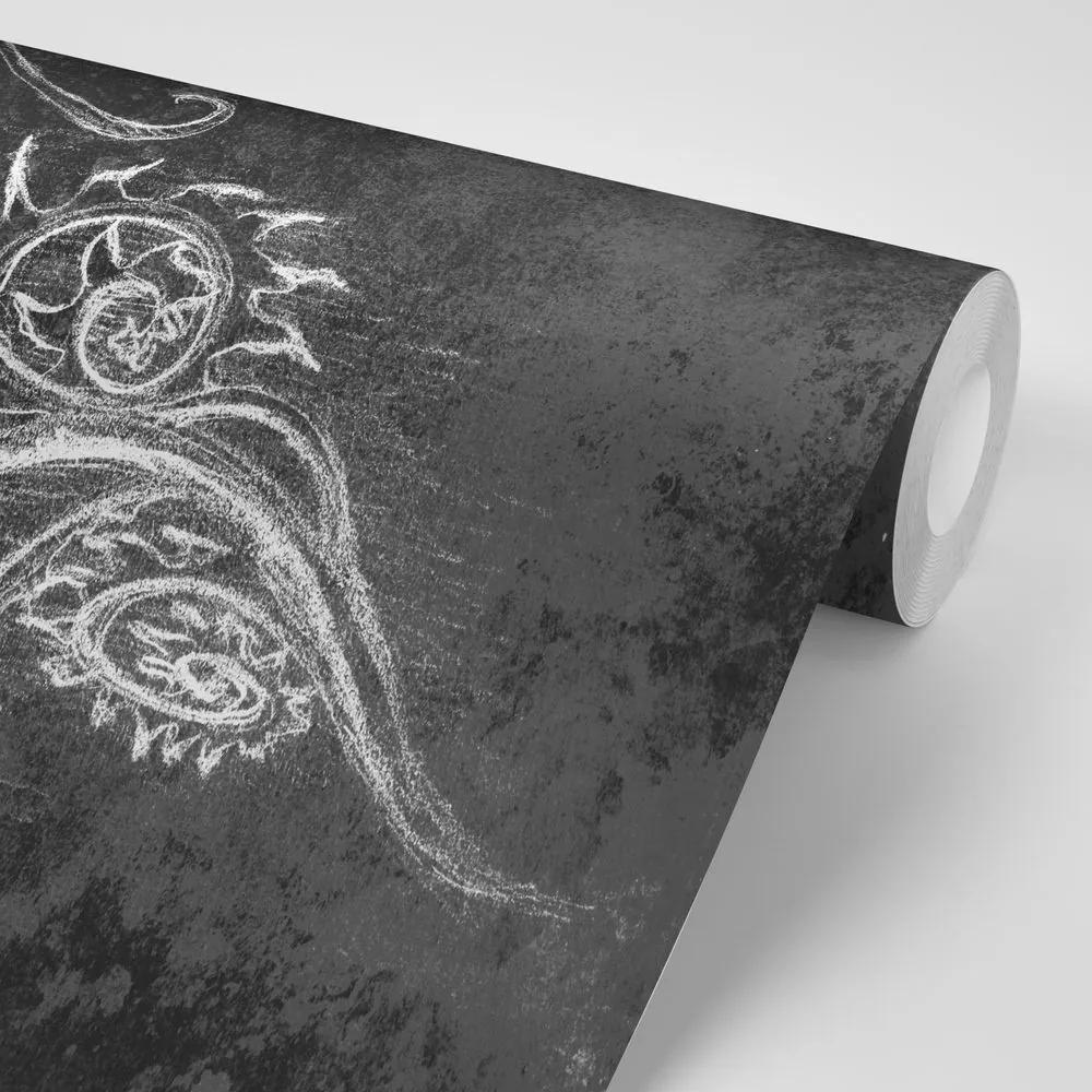 Samolepiaca tapeta čiernobiela neobyčajná kresba - 150x100