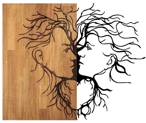 Nástenná dekorácia 96x79 cm láska drevo/kov