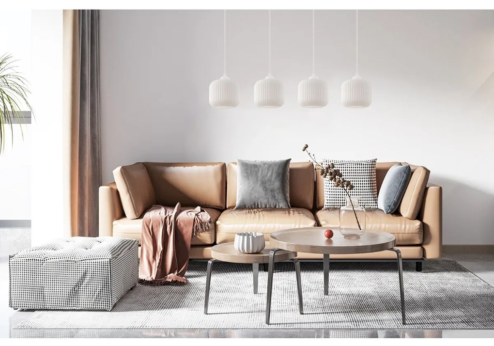 Závesné svietidlo Riffle, 4x biele sklenené tienidlo, w