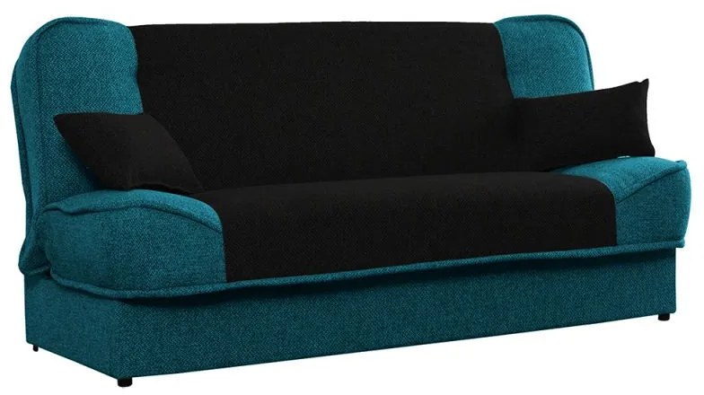 Kondela Rozkladacia pohovka, látka tyrkysová, čierna, ASIA NEW