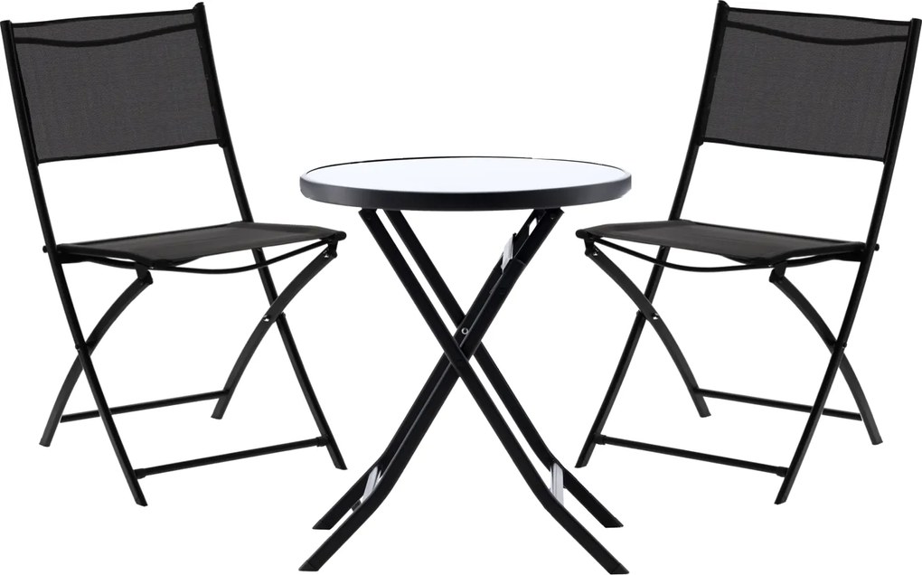 CH Skladací záhradný set nábytku s okrúhlym stolom - čierna