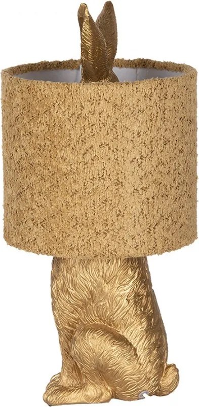 Zlatá stolná lampa králik s chlpatým tienidlom Rabbi - Ø 20*43 cm E27/ma* 1*60W