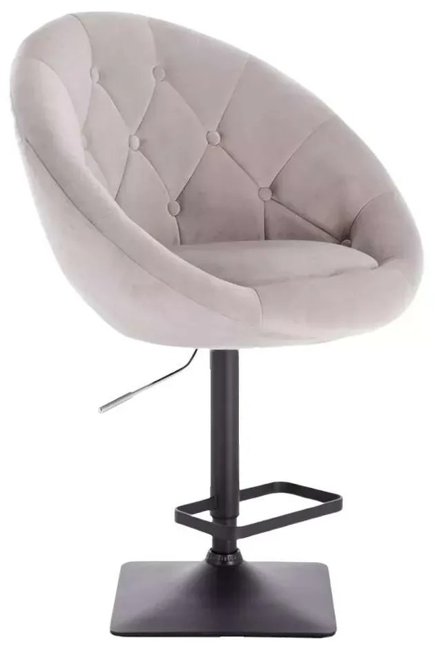LuxuryForm DESIGN Barová stolička VERA VELUR na čiernej hranatej základni - svetlo šedá