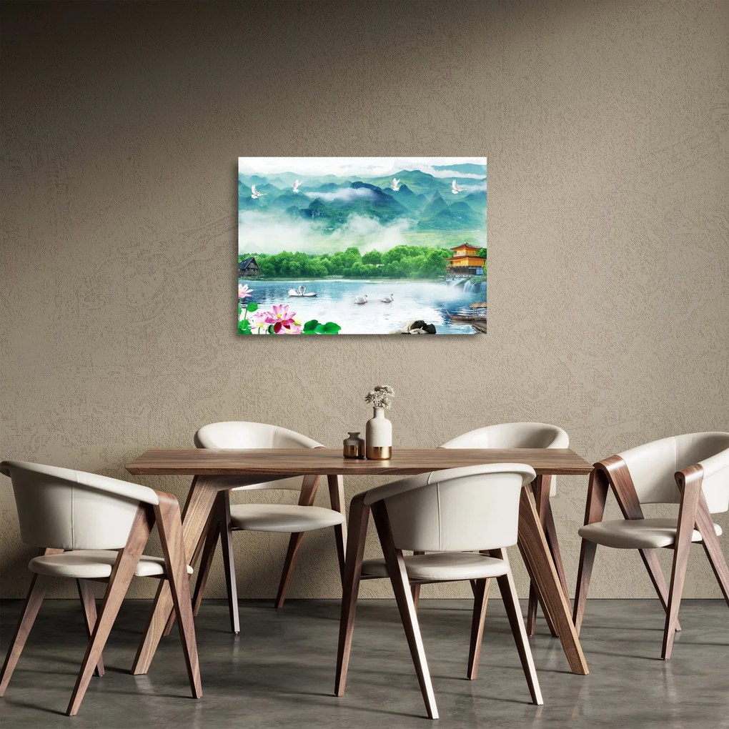 Sklenený obraz - Snová krajina (70x50 cm)