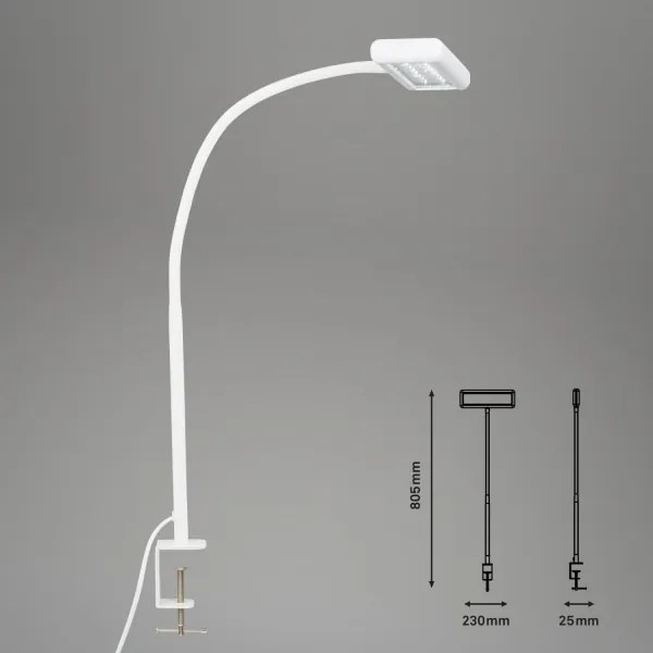 Brilo - LED Flexibilná stolná lampa s klipom TRASNA LED/7,5W/230V biela