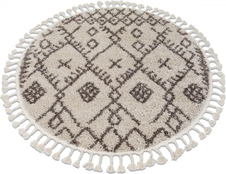 Kusový koberec Berber Tanger B5940 cream and brown kruh, 160x160 (priemer) kruh, hnedá, obývacia izba, Dywany Łuszczów