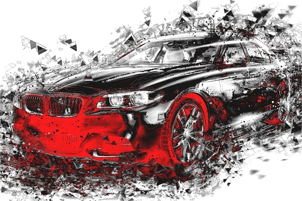 Obraz - Maľované auto v akcii (90x60 cm)
