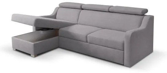 Univerzálny rozkladací rohový gauč PORTO so šedým úložným priestorom