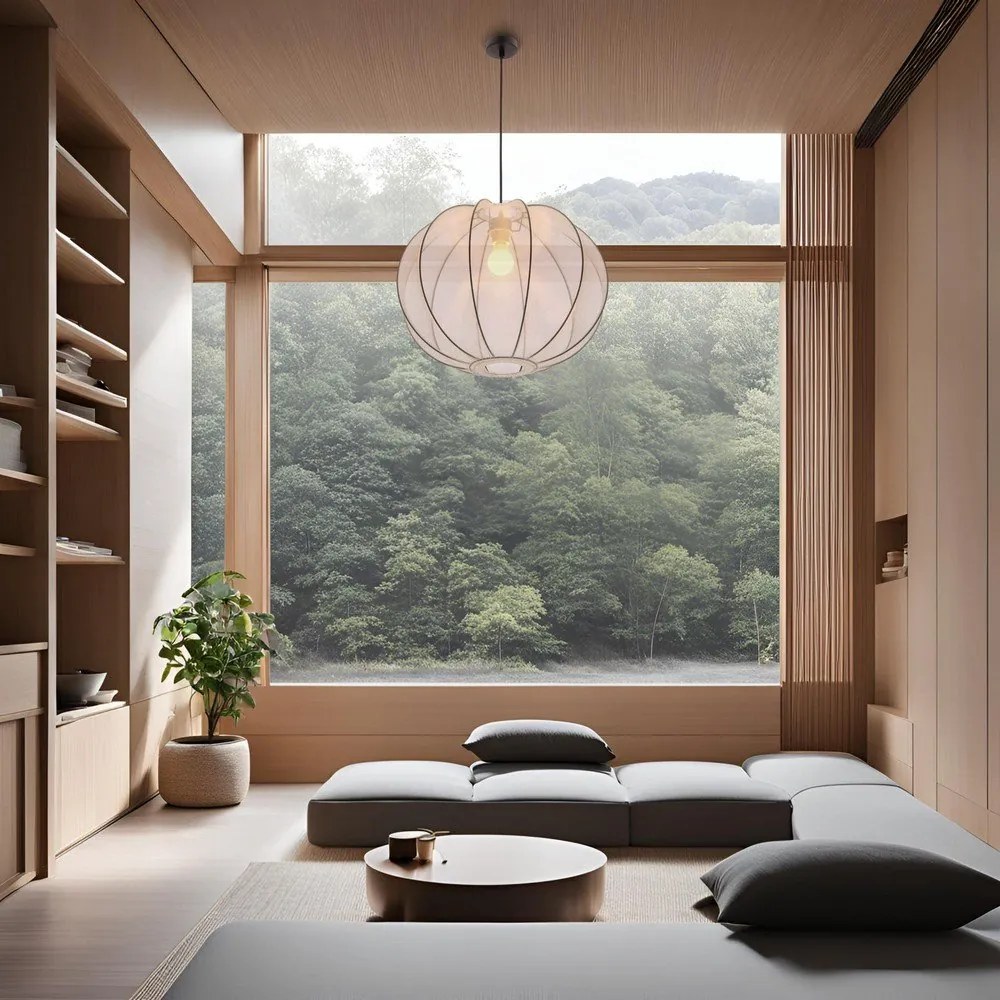 Biele závesné svietidlo s textilným tienidlom ø 52 cm Mellow – Candellux Lighting