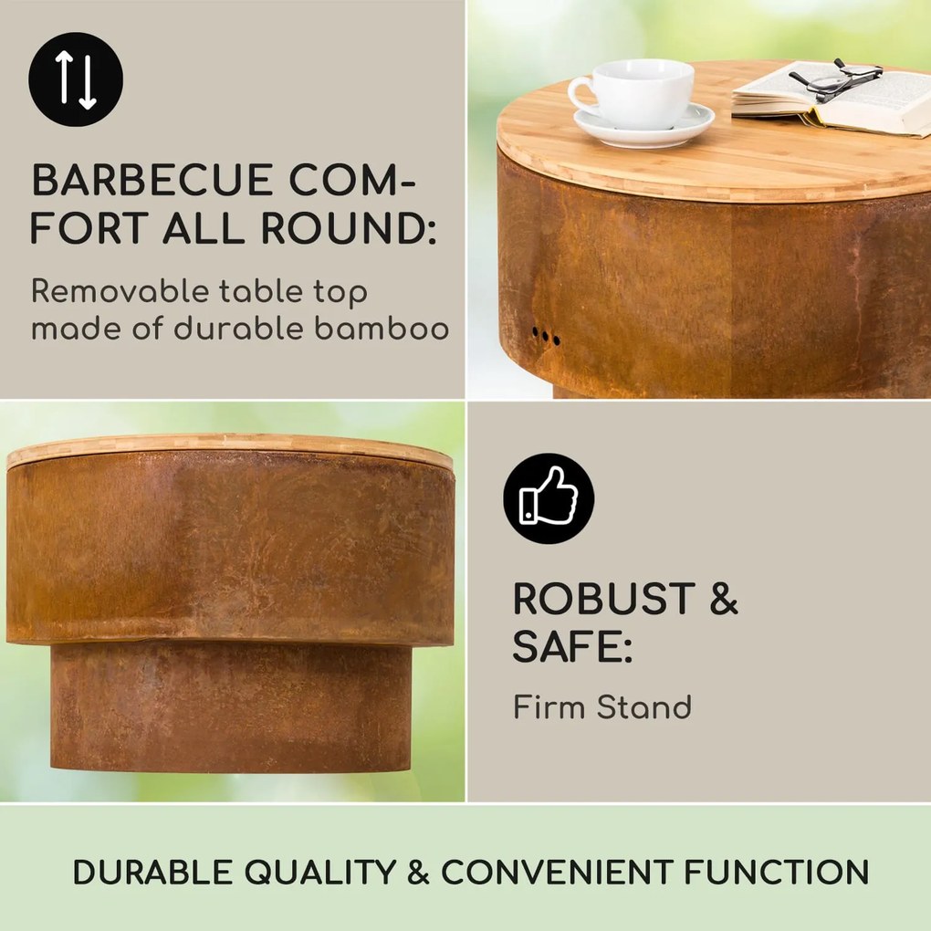 Blumfeldt Pompeji Rust, ohnisko a gril, Ø 60 cm, oceľ