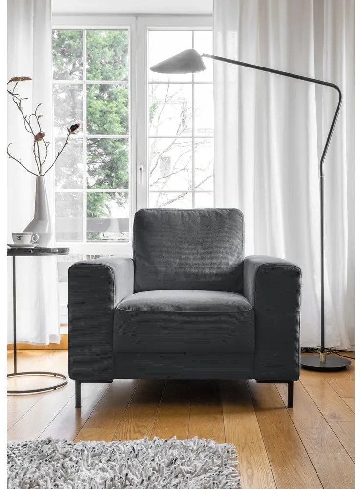 Tmavosivé menčestrové kreslo Lofty Lilly – Miuform