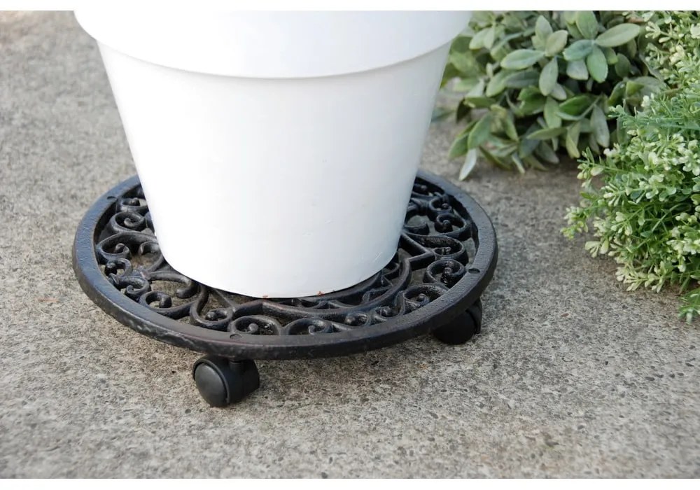 Kovový pojazdný podstavec pod kvetináč ø 29 cm Ornament – Esschert Design
