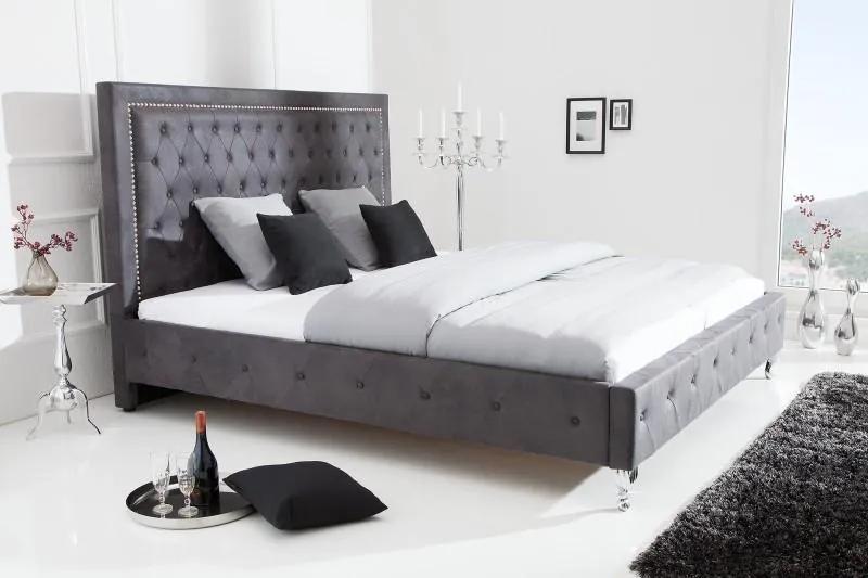 IIG -  Manželská posteľ Chesterfield EXTRAVAGANCIA 180x200 cm starožitná šedá