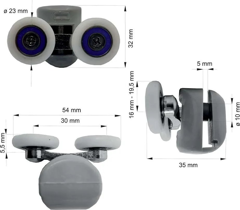 Mereo Mereo, Horné pojazdy pre sprchové boxy CK351xxKB/M, CK341xxK/M, súprava 4 ks, MER-CKND182K