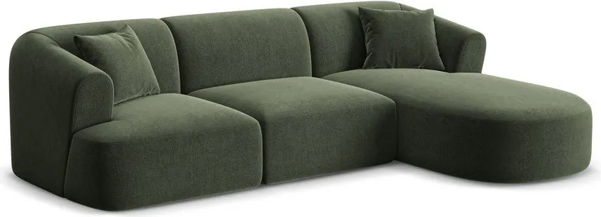 Zelená zamatová rohová pohovka (pravý roh/s leňoškou) Campi – Cosmopolitan Design