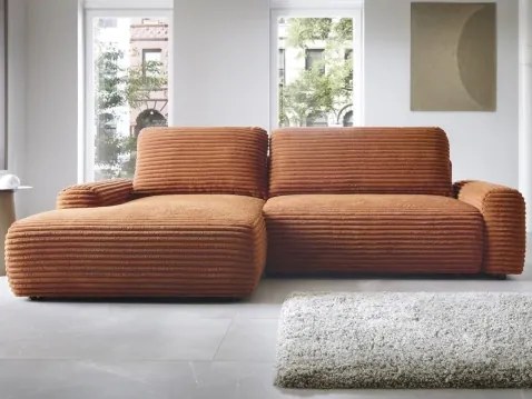 Rohová sedačka Cord, terracota štruktúrovaná látka, ľavý roh%