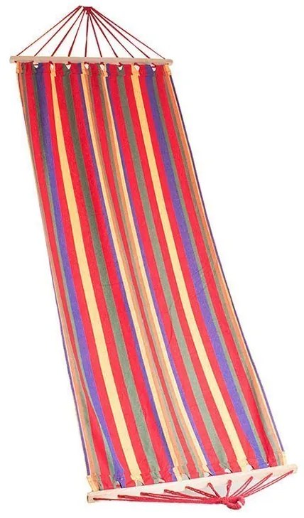 Verk Hamaka hojdacia sieť drevo 200 x 80 cm červené pruhy