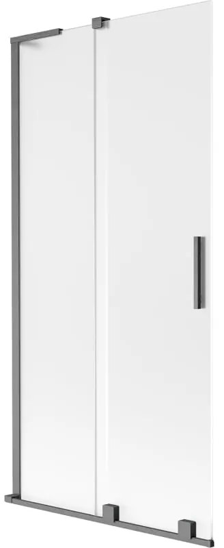 Mexen Velar L, 2-krídlová posuvná vaňová zástena 95 x 150 cm, 8mm sklo námraza, brúsený grafit, 896-095-003-31-66