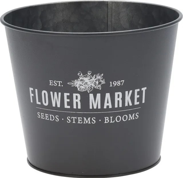 Kvetináč Flower market – čierny 17 × 14 cm