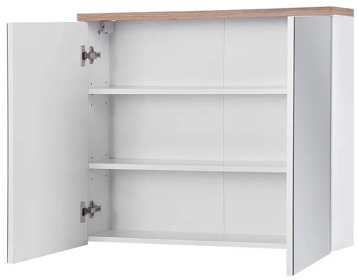 Koupelnová sestava Bali 80 cm se skříňkami, zápustným umyvadlem a zrcadlem II dub wotan/bílá