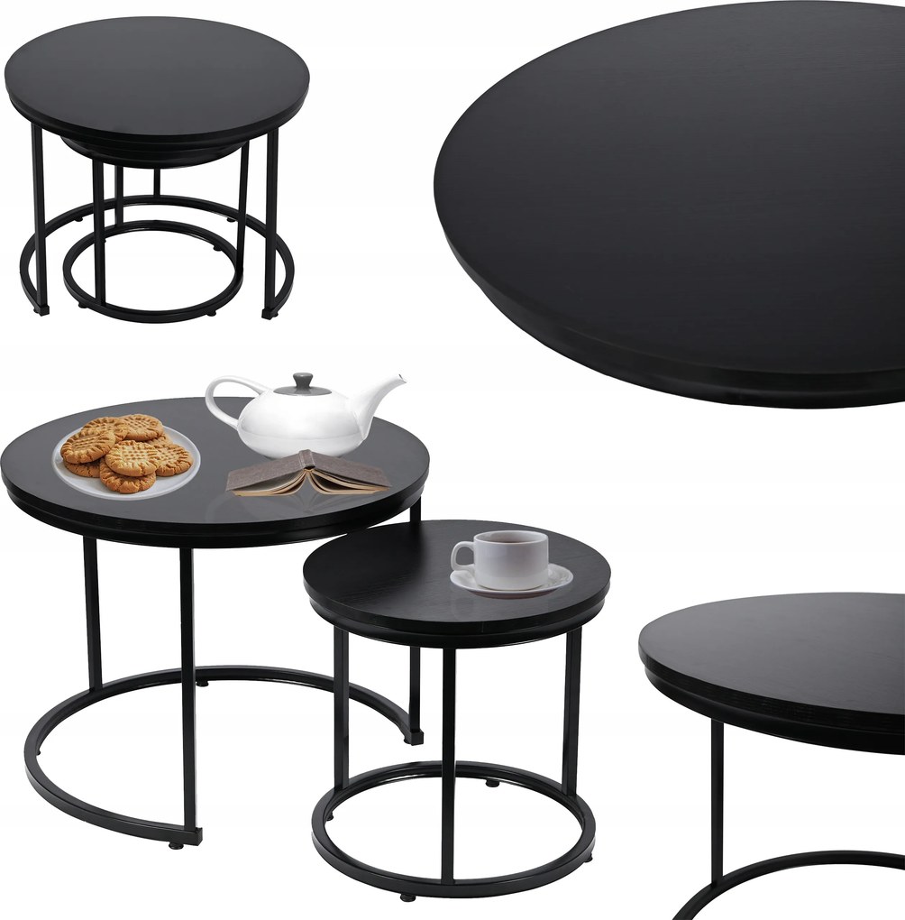 Dekorstudio Set 2ks čiernych kávových stolíkov LOFT DUO 60/40cm