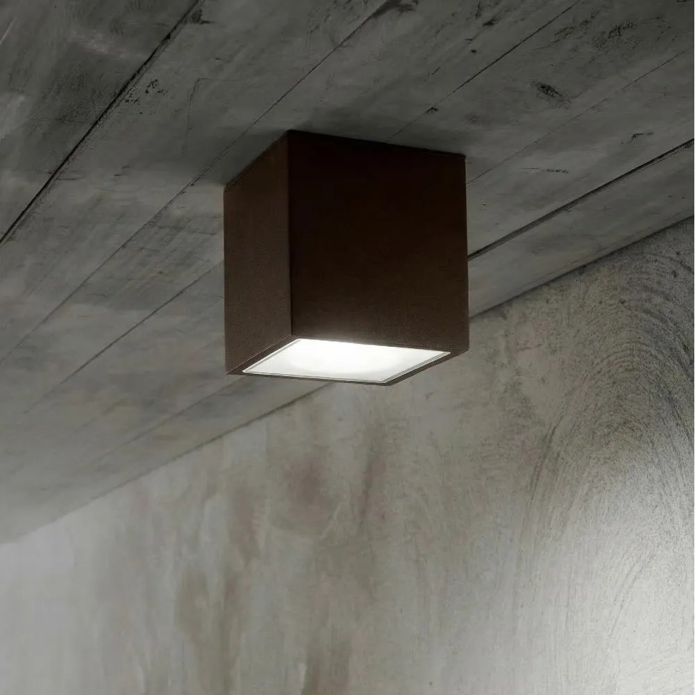 Ideal Lux - Vonkajšie bodové svietidlo TECHO 1xGU10/20W/230V 15x15 cm IP54 hnedé