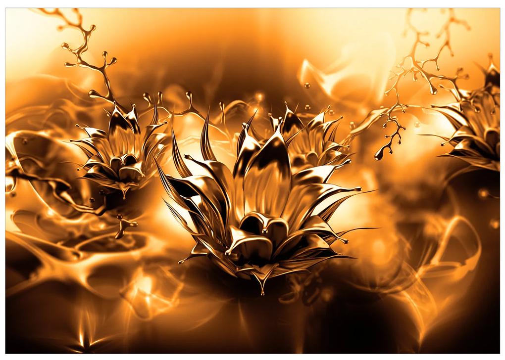 Artgeist Fototapeta - Oily Flower (Orange) Veľkosť: 98x70, Verzia: Samolepiaca