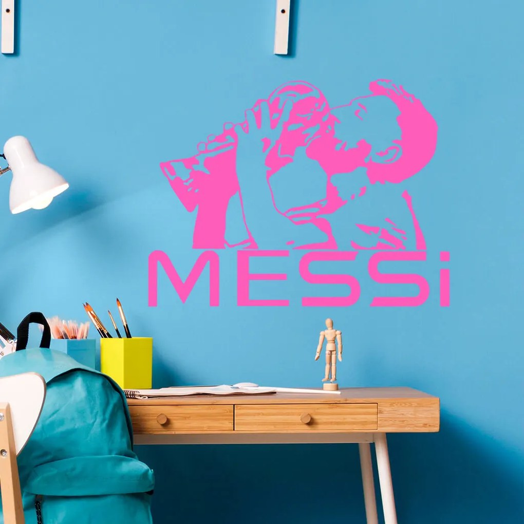Veselá Stena Samolepka Lionel Messi pohár Farba: oranžová, Veľkosť: 80 x 60 cm
