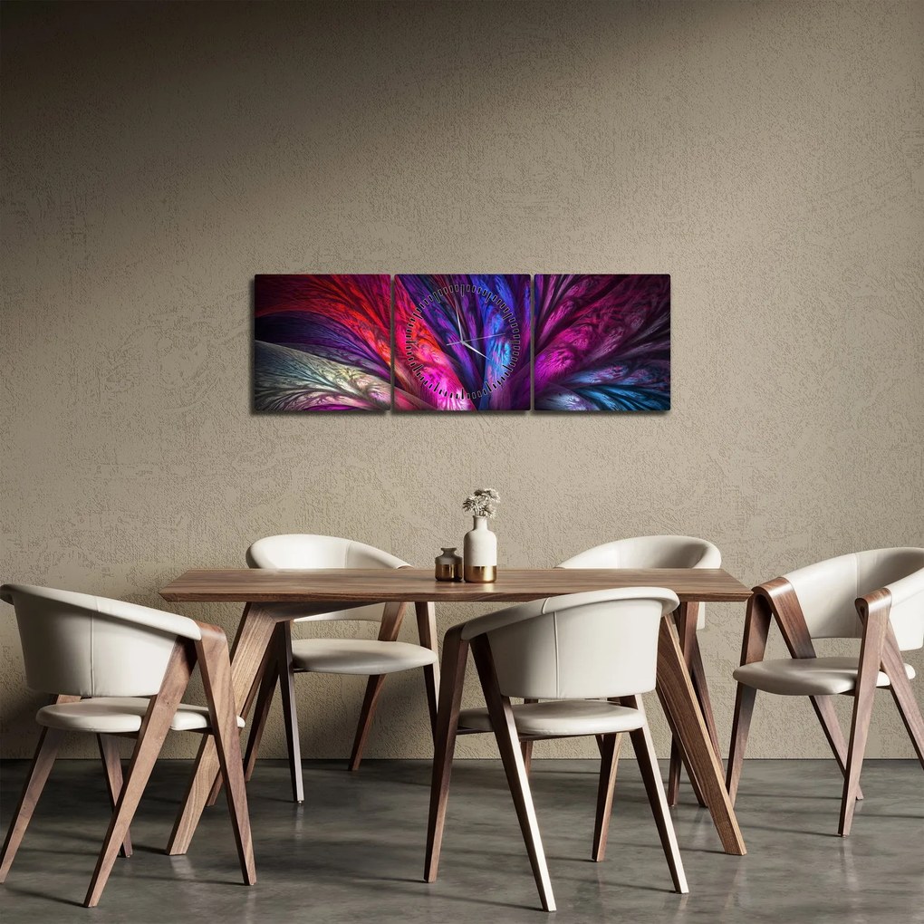Abstraktný obraz stromu (s hodinami) (90x30 cm)