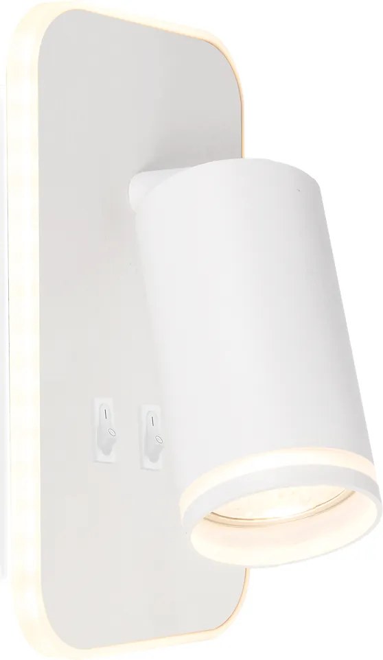 Nástenné svietidlo Pipe Ring, 1x biele kovové tienidlo + 1x LED 6w, w, vypínač