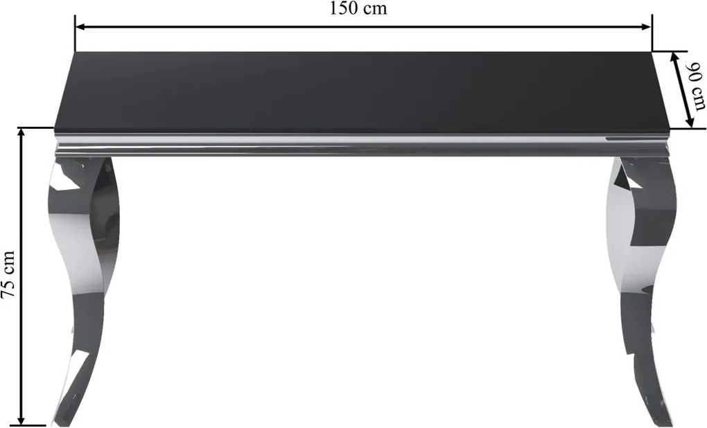 Vintino Jedálenský stôl ORVEX 150 × 90 cm – čierne sklo / chróm