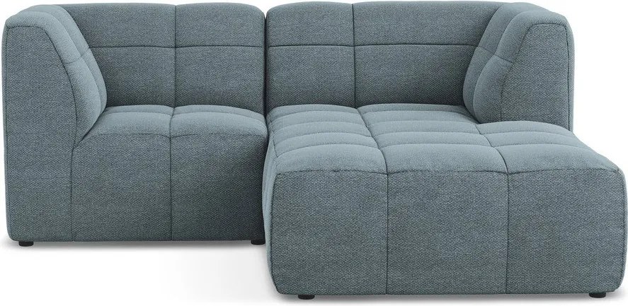 Modrá rohová pohovka z textílie buklé (pravý roh/s leňoškou) Aloha – Makamii