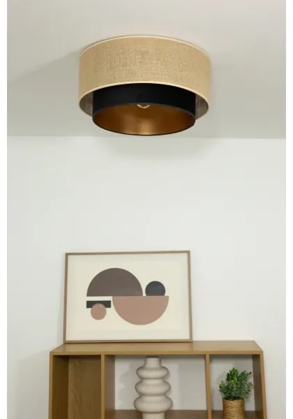 Stropné svietidlo SARTA 1xE27/60W/230V pr. 45 cm čierna/juta