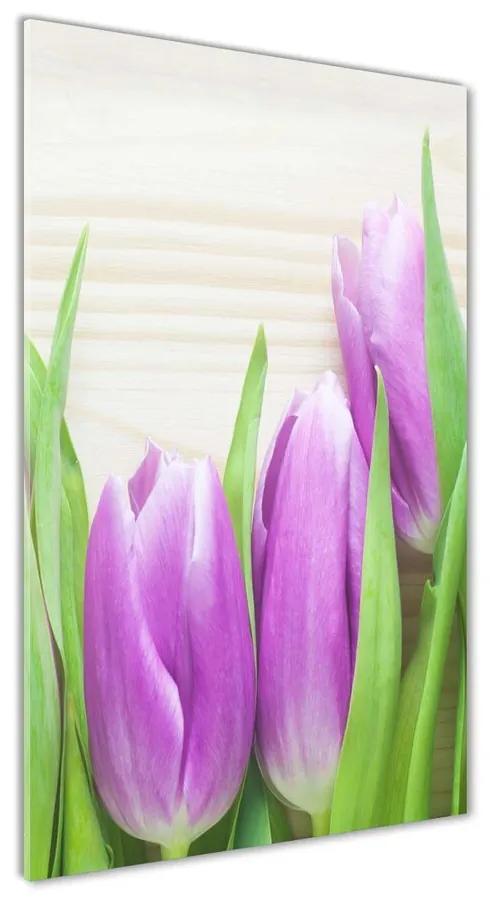 Foto obraz akrylový Fialové tulipány pl-oa-70x140-f-78755149