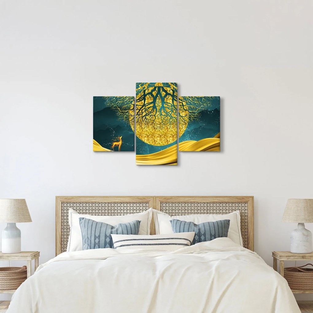 Obraz - Abstrakcia, Zlatá krajina (90x60 cm)