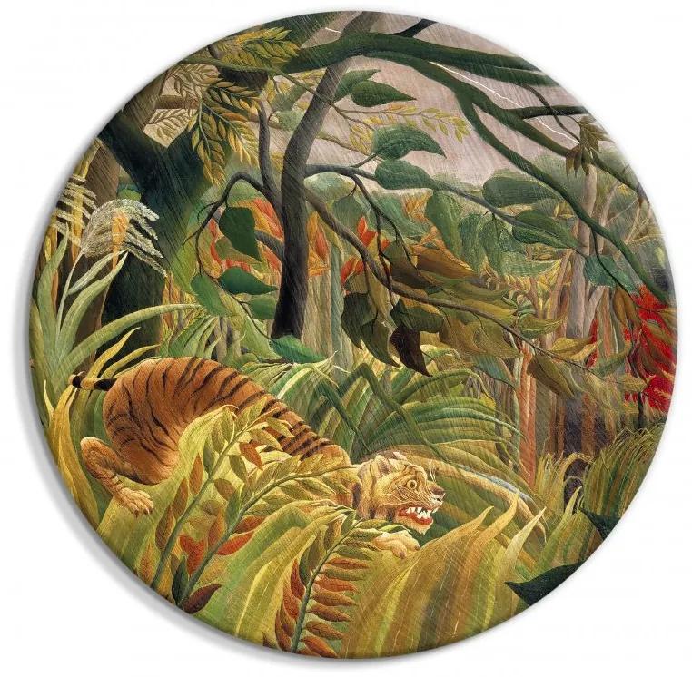 Artgeist Okrúhlý obraz - Tiger in a Tropical Storm (Henri Rousseau) Veľkosť: 60x60
