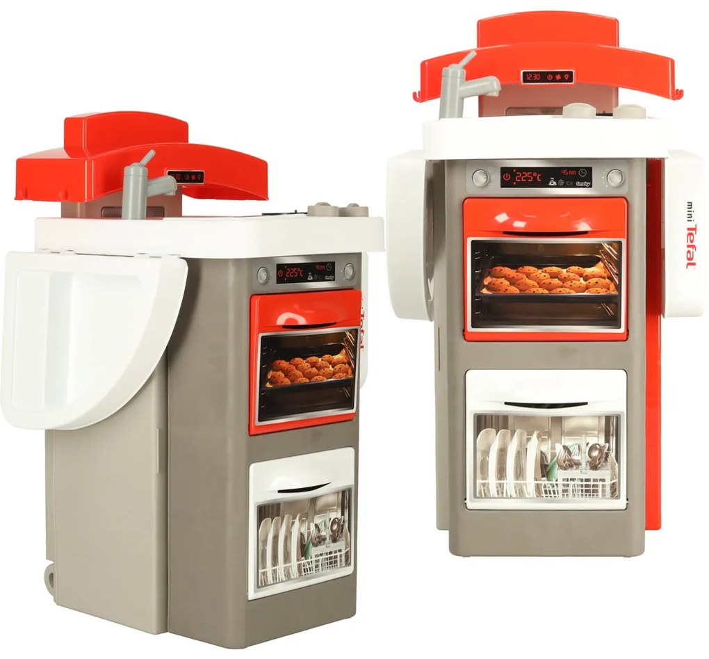 KIK Smoby Minitefal OpenCook elektronická skladacia detská kuchynka 312202, červená, so zvukom