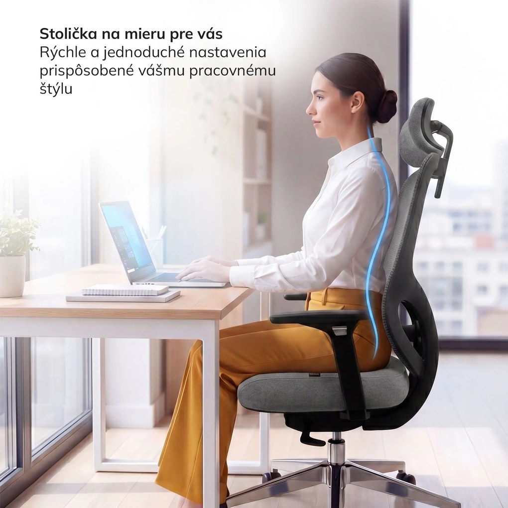 Ergonomická kancelárska stolička so sieťovinou tmavosivá AXIS