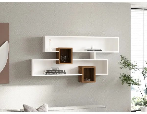 Nástenná polica KAREN 120x72,2 cm biela/orech